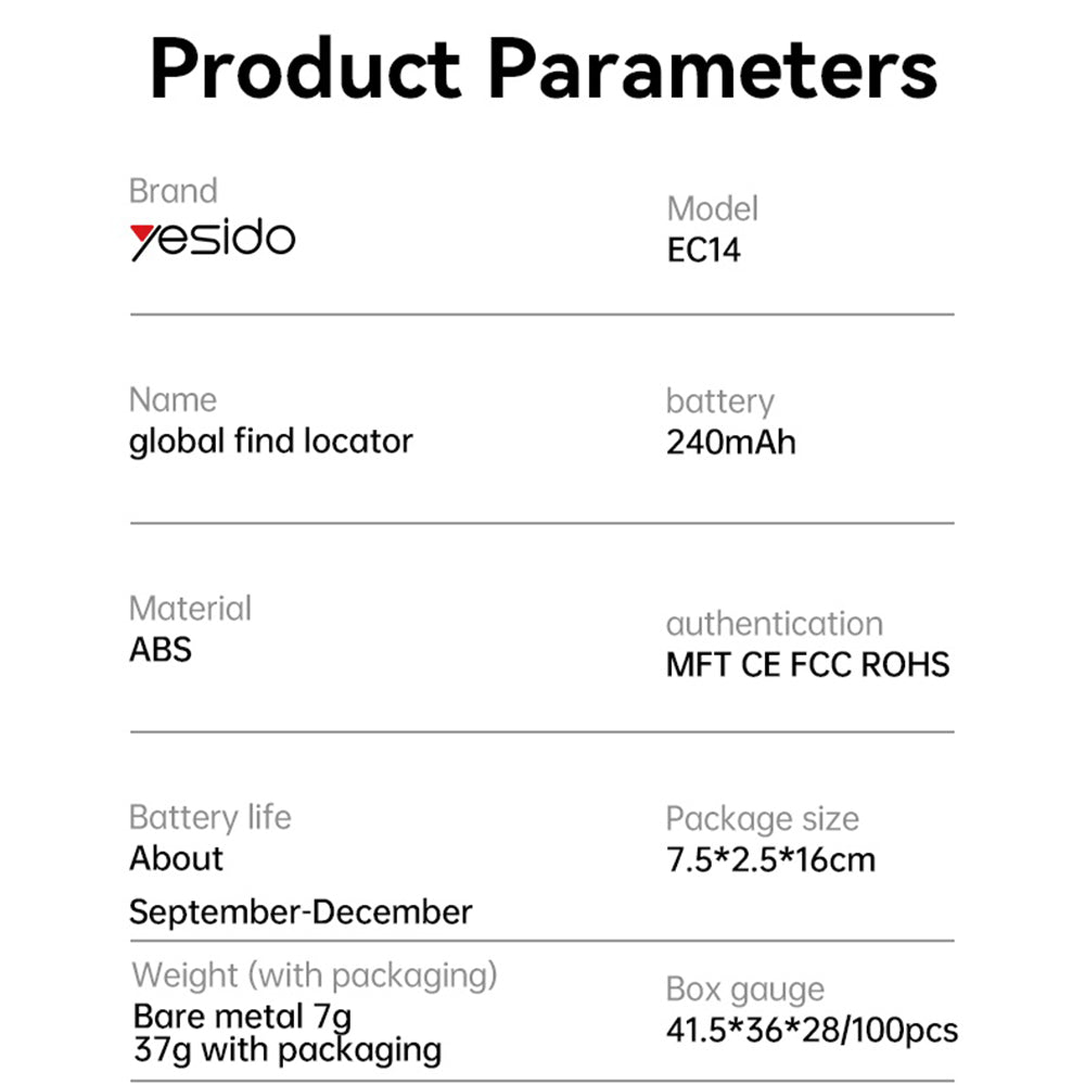 Yesido SmartTag EC14 para iOS Series, Branco